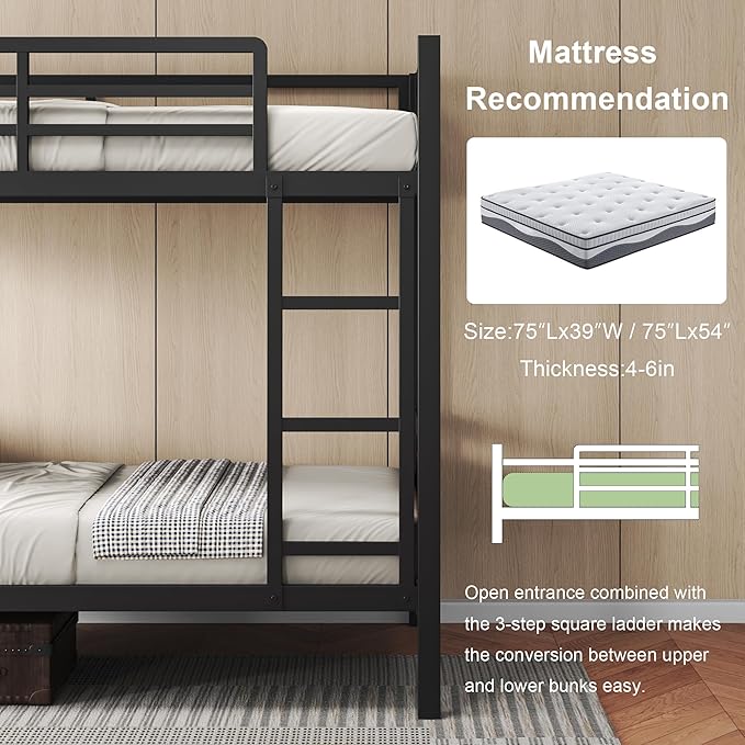 Feonase Metal Twin Over Twin Bunk Bed - Image 6