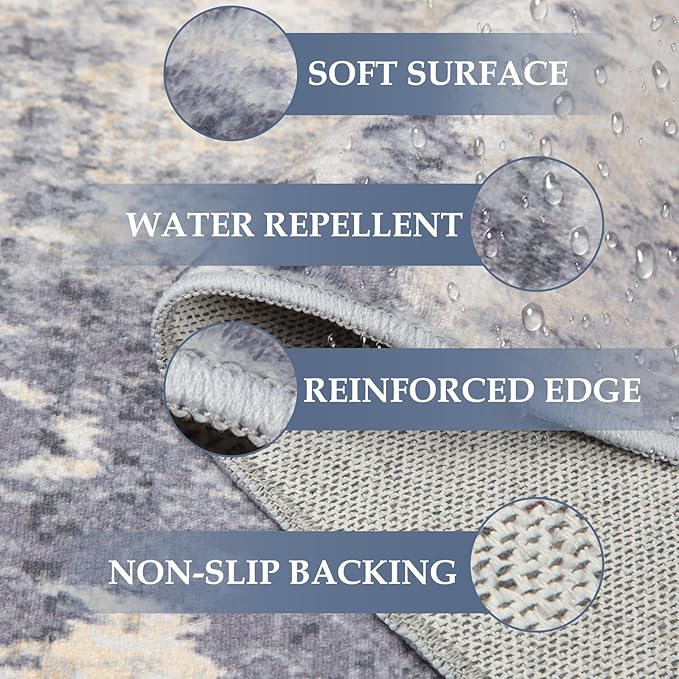 Washable Area Rugs 2'x8' Non-Slip Modern Abstract Soft - Image 8