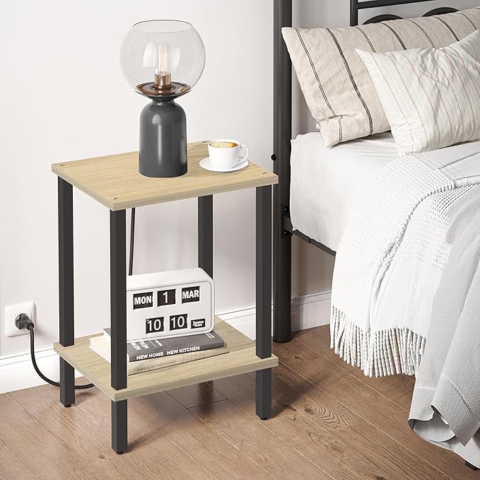 TUTOTAK End Table, Side Table, Nightstand, 2-Tier Storage Shelf, Sofa Table - Image 4