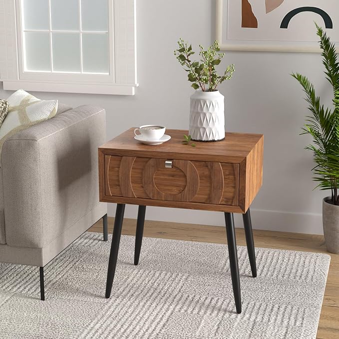 COSIEST End Tables Set of 2, Mid Century Modern Nightstands, Wood Bedside Tables - Image 7