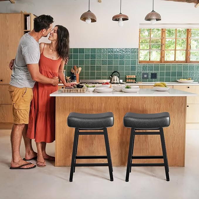 Counter Height Bar Stools Set of 3, 24 Inch Backless BarStools - Image 7