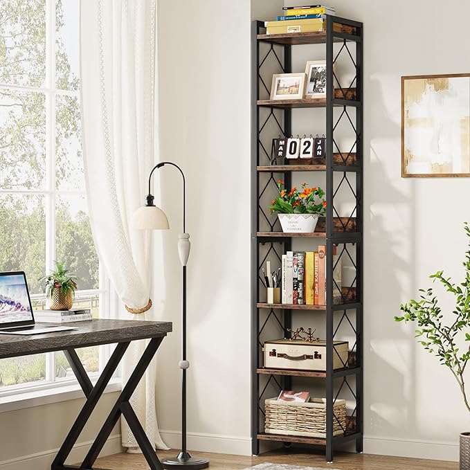 Tribesigns 78.7 Inch Extra Tall Narrow Bookshelf, 7-Tier Skinny Bookcase - Image 6