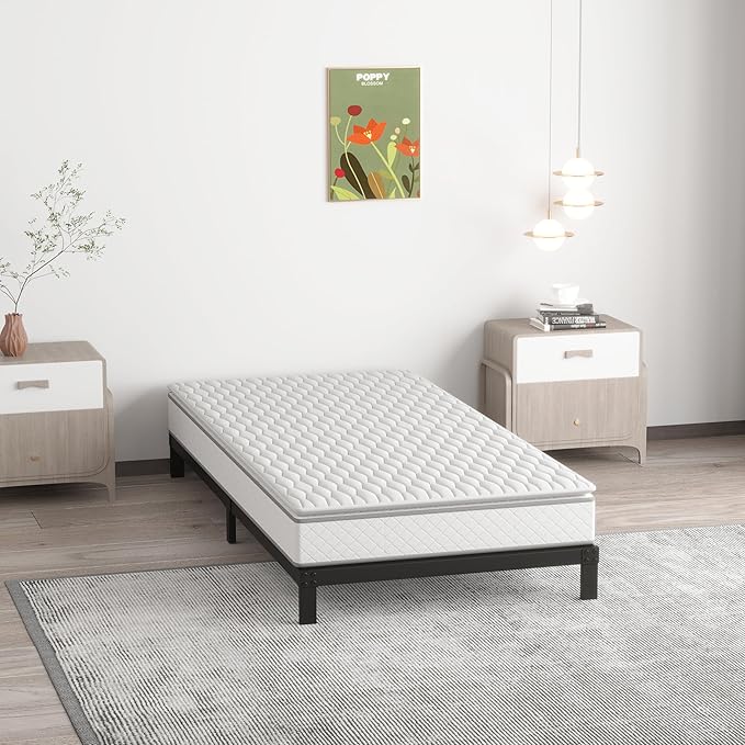 7 Inch Twin Bed Frames No Box Spring Need, Low Profile Metal Platform Twin Size - Image 4