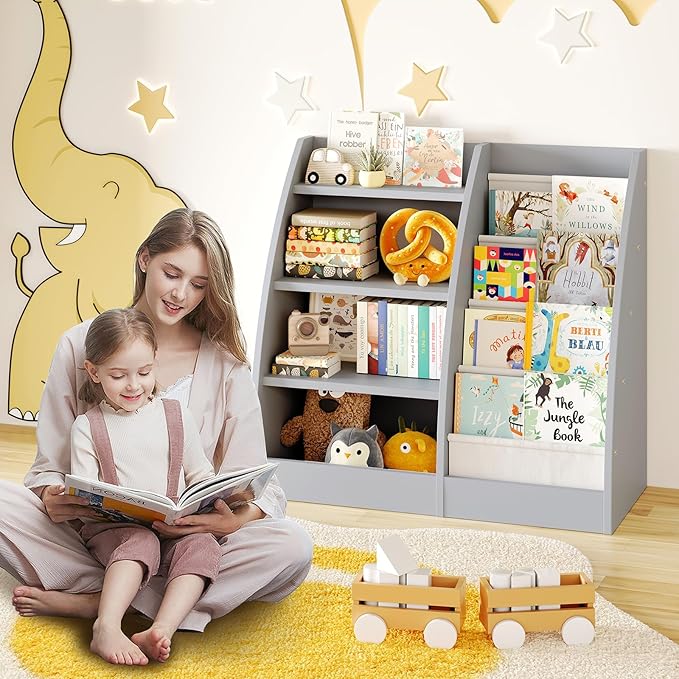 4 Tier Kids Bookshelf, 4 Layer Sling Kids Book Shelf - Image 2