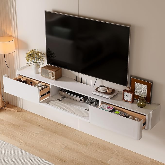 Floaticase Floating TV Stand, 70IN Fully Assembled Hign Gloss Wall Mounted TV - Image 3