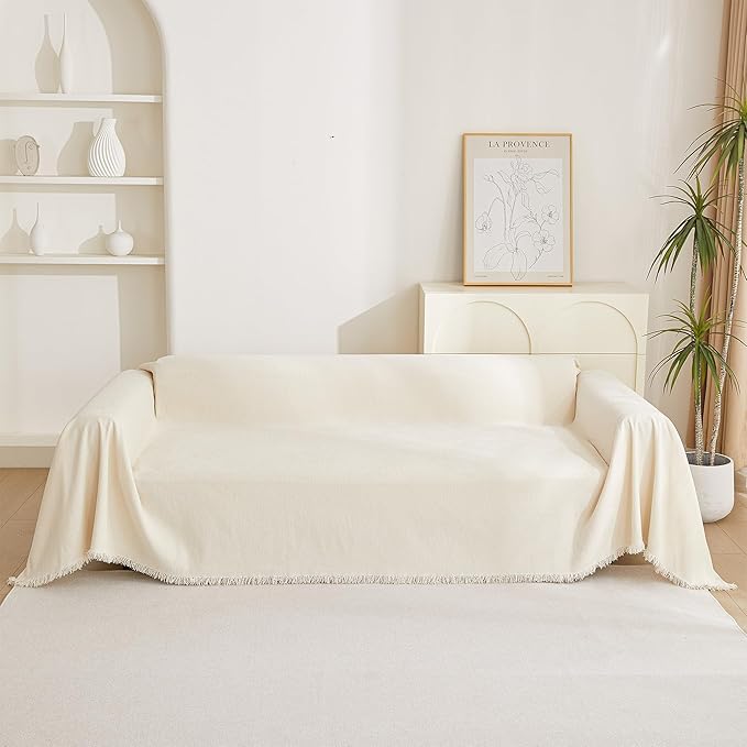 MYSKY HOME Couch Cover for Pets Beige Couch Covers for 3 Cushion Couch Sofa - Image 8