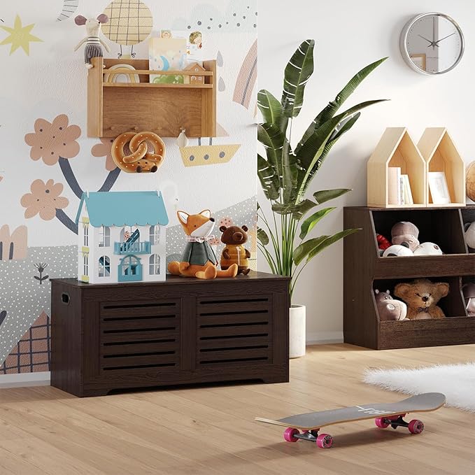 DINZI LVJ Storage Chest, 43.3” Wooden Toy Box - Image 4