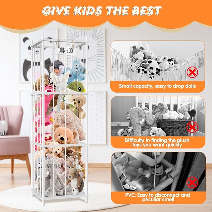 Stuffed Animal Storage, 54 inch Large Plushy Organizers, Wood Stuffed Animal - Image 3