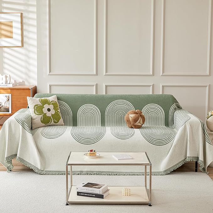 STACYPIK Modern Green Striped Couch Cover by STACYPIK