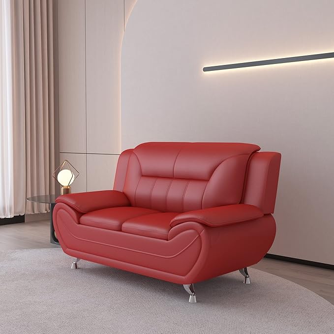 Container Furniture Direct Michael Modern Faux Leather Upholstered Stainless - Image 18