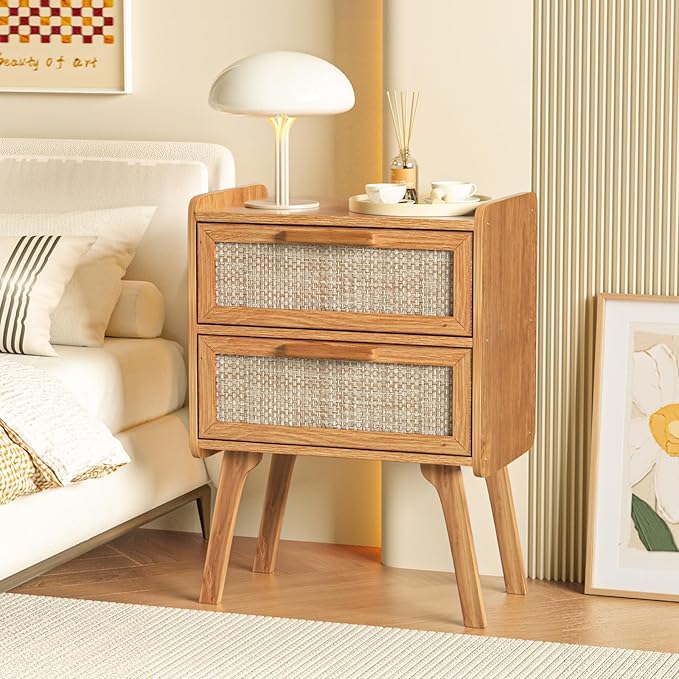 Lerliuo Rattan Nightstand, Boho Night Stand - Image 6