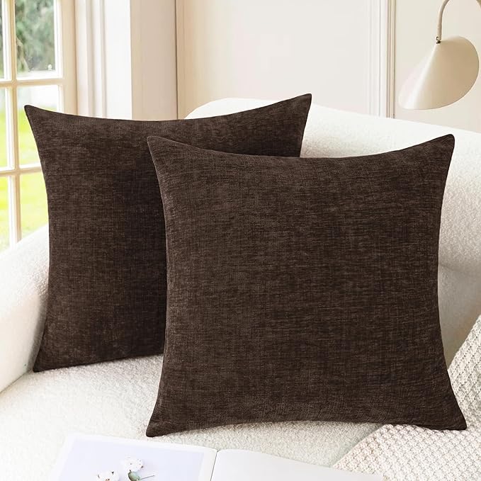 CaliTime Throw Pillow Covers Decorative 26 X 26 Inches Pack of 2 Cozy Chenille by CaliTime