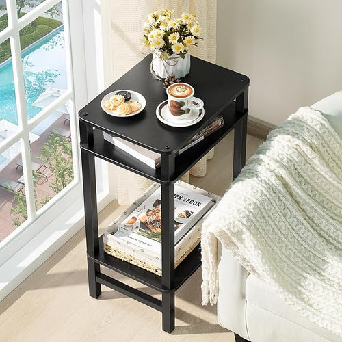 28in Tall Side Table Set of 2, 3-Tier Small Narrow End Table - Image 2