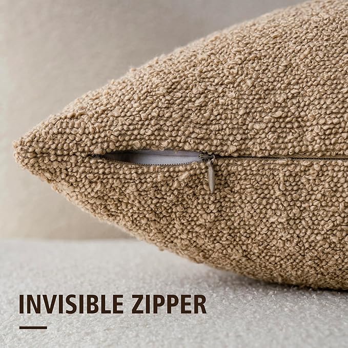 Foindtower Set of 2, Decorative Textured Boucle Throw Pillow Covers Accent - Image 2