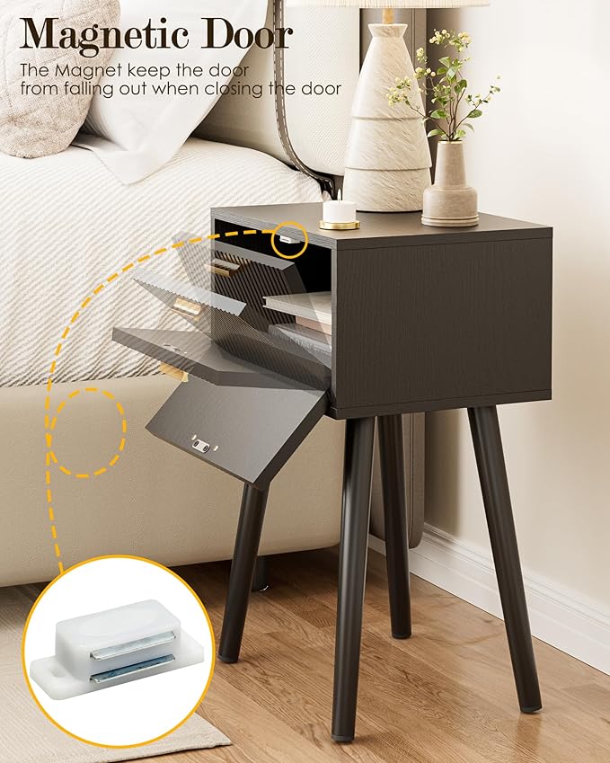 Night Stand, Small Modern Mid-Century Bedside Table - Image 4