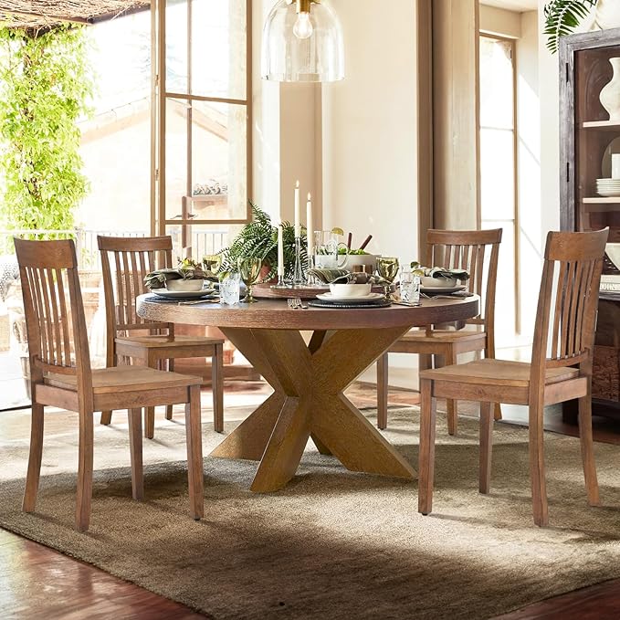 COLAMY Wooden Dining Room Chairs Set of 6, Spindle High Back Windsor Kitchen - Image 7