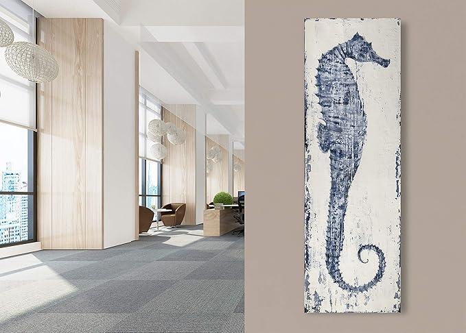 Yihui Arts Seahorse Wall Art Hand Painted Costal Paintings Blue Pictures Canvas - Image 6