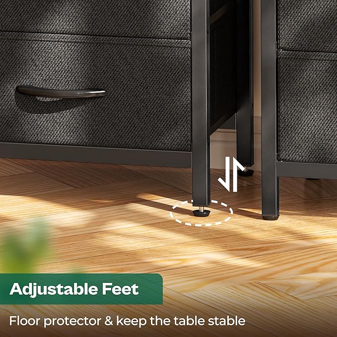 Huuger Nightstand with Charging Station, 27.6 Inch End Table Bedside Table with - Image 9
