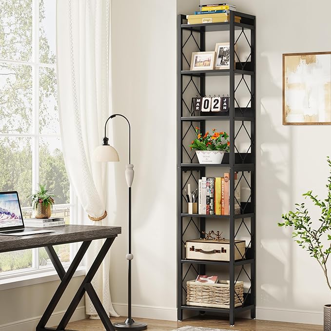Tribesigns 78.7 Inch Extra Tall Narrow Bookshelf, 7 Tier Skinny Bookcase - Image 4