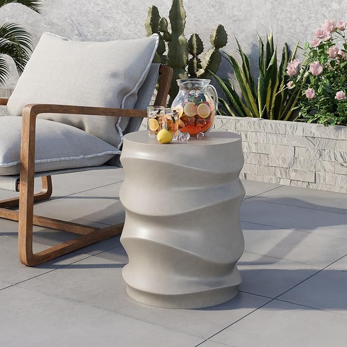 COSIEST Outdoor Side Table, Streamlined Lightweight Decorative Patio Garden - Image 3