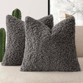 Foindtower 2 Pieces 16x16 Inch Dark Gray, Faux Fur Throw Pillow Cover Accent by Foindtower