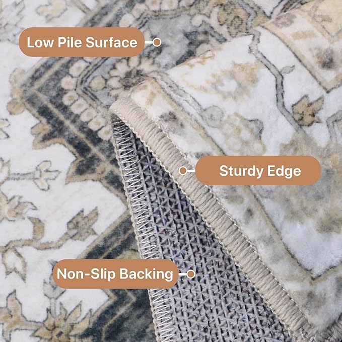 GENIMO 2x12 Runner Rugs for Hallway, Machine Washable Non Slip Vintage Rugs - Image 5