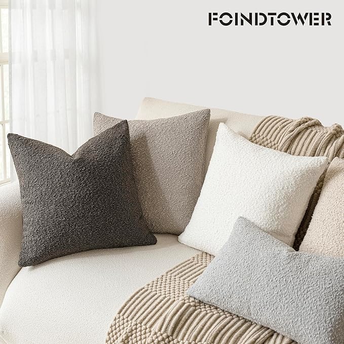 Foindtower Pack of 2, Decorative Textured Boucle Throw Pillow Covers Accent - Image 7
