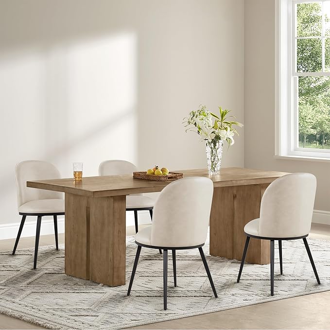 Dining Chairs Set of 4, Faux Leather Upholstered Dining Room Chairs by Kislot