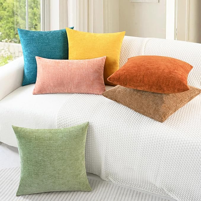 CaliTime Throw Pillow Covers Decorative 20 X 20 Inches Pack of 2 Cozy Chenille - Image 4