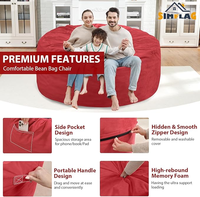 5FT Bean Bag Chair, Large Bean Bag Chairs - Image 6