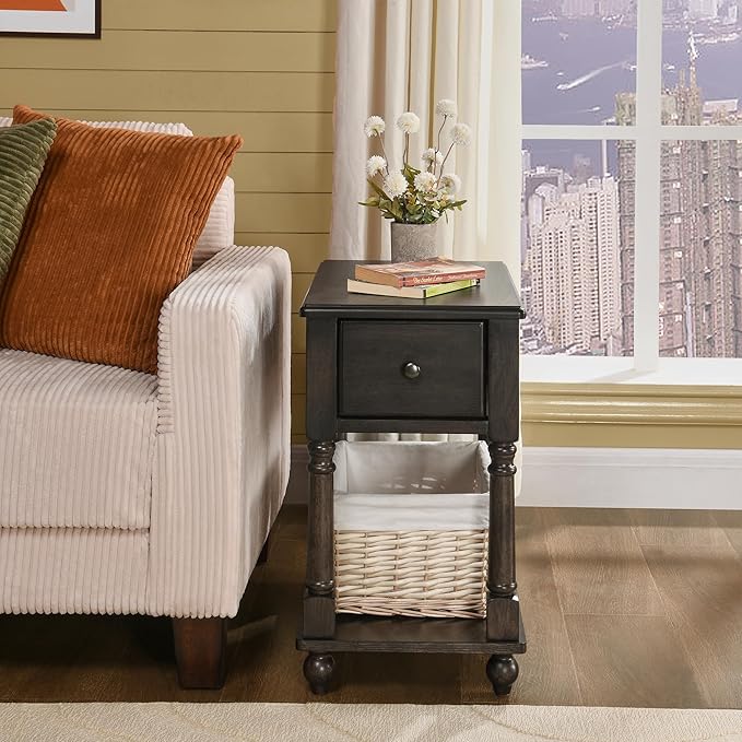 LEEMTORIG Set of 2 Solid Wood End Table Narrow Side Table - Image 3