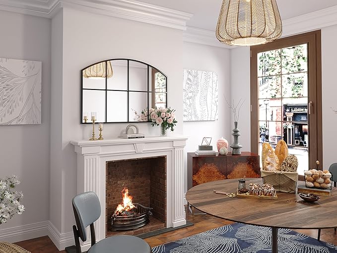 Wide Window Pane Mirror, Grid Wall Mirror Decorative Large Mirrors - Image 2