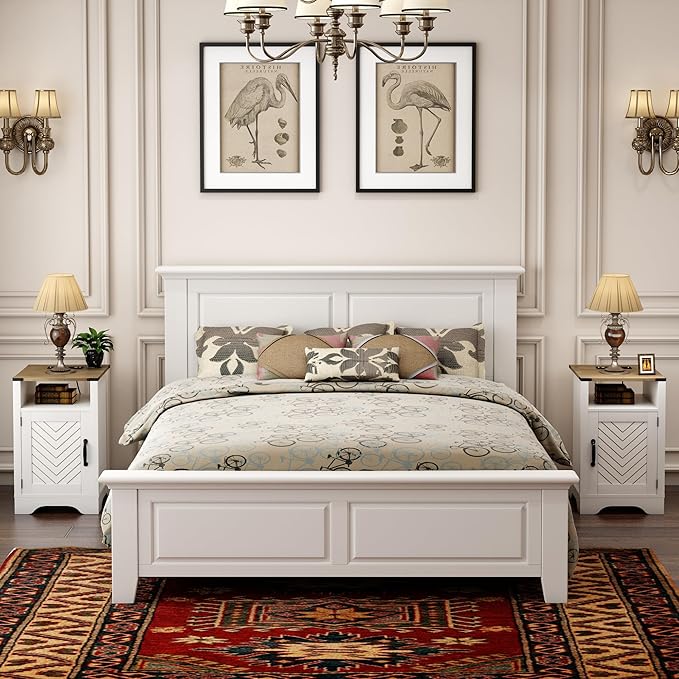 RoyalCraft Nightstand Set of 2, Tall Farmhouse Bedside Table - Image 8