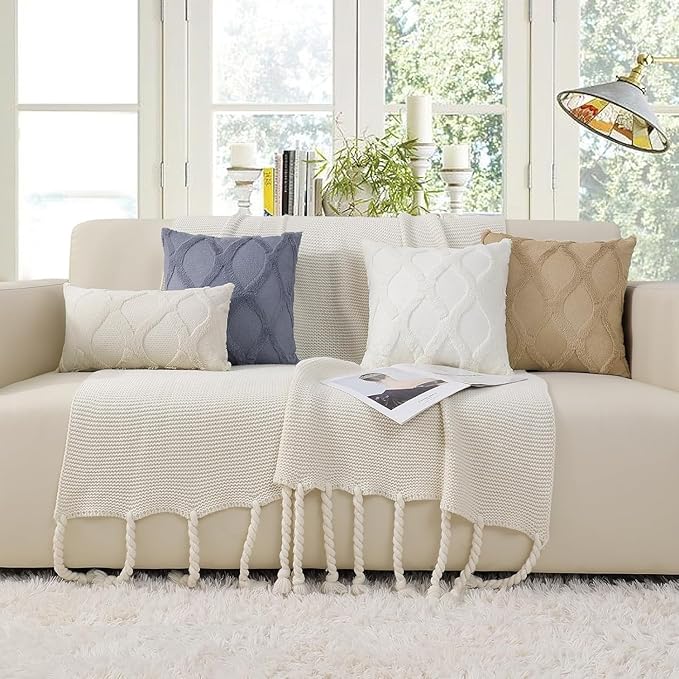 decorUhome Throw Pillow Covers 26x26 Inch Set of 2, Soft Plush Faux Fur Wool - Image 9