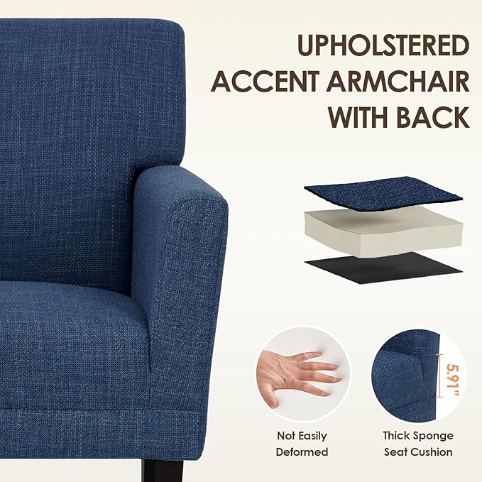 COLAMY Modern Accent Chair for Living Room, Upholstered Fabric Accent Armchair - Image 5