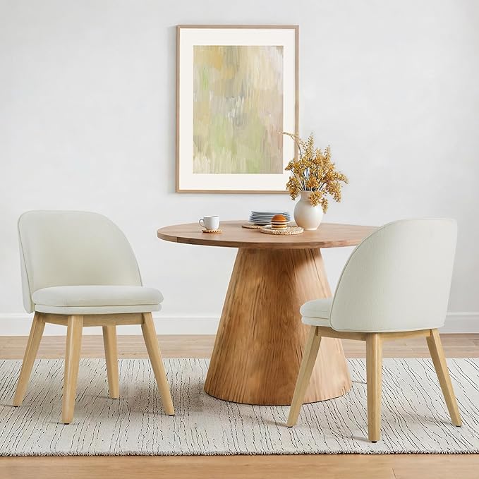 Wooden Dining Chairs Set of 2, Fabric Upholstered Modern Dining Room Chairs by Kislot