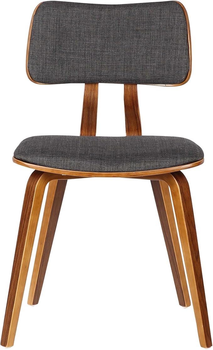 Armen Living Jaguar Mid-Century Dining Chair in Walnut Wood and Charcoal Fabric - Image 2