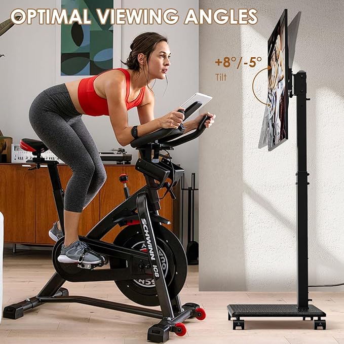 Rolling TV Stand with Power Outlet, Swivel Mobile Portable TV Cart - Image 4