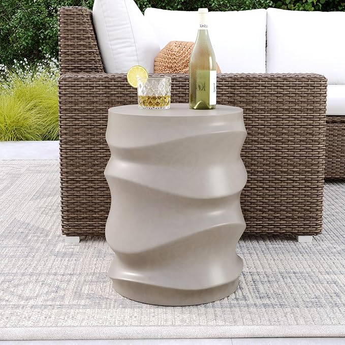 COSIEST Outdoor Side Table, Streamlined Lightweight Decorative Patio Garden - Image 6