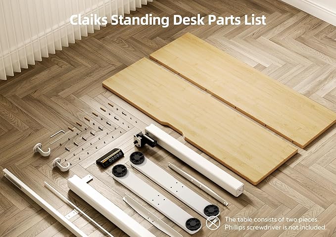 Claiks Bamboo Electric Standing Desk, Adjustable Height Stand up Desk, 55x24 - Image 8