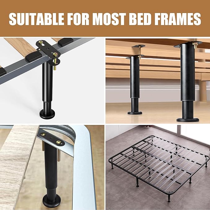 Metal Bed Frame Support Legs, 9.8-16.5 Inch Adjustable Height Bed Support Legs - Image 7
