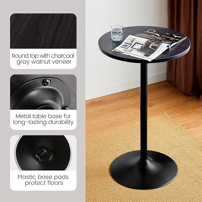 Glitzhome 39.5" H Set of 2 Pub Table Round Bar Table Wood Top - Image 4