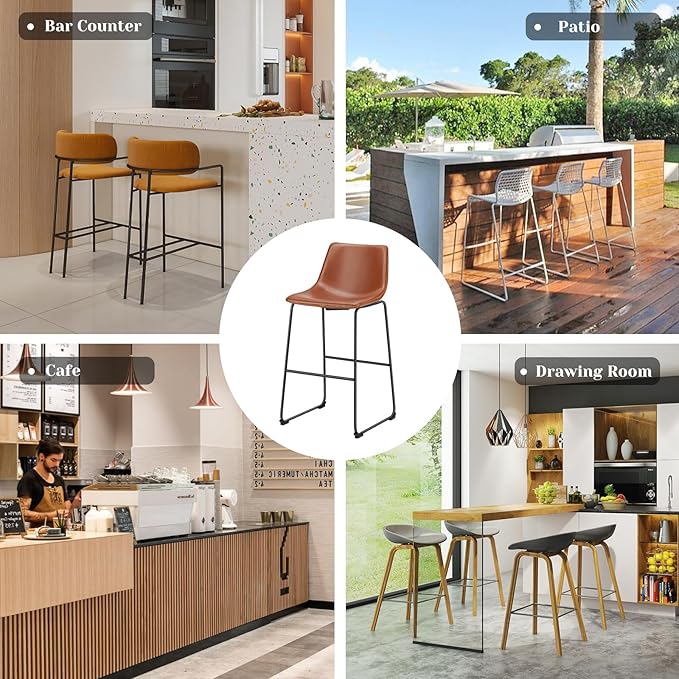 DUMOS 30 Inch Counter Height Bar Stools Set of 2, Modern Faux Leather High - Image 6