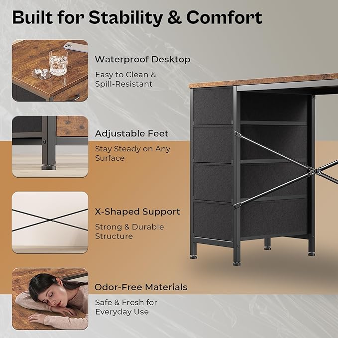 Huuger 63 Inch L Shaped Desk - Image 7