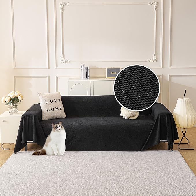 MYSKY HOME Black Couch Covers for Sectional Sofa, Couch Cover L Shape Couch by MYSKYHOME
