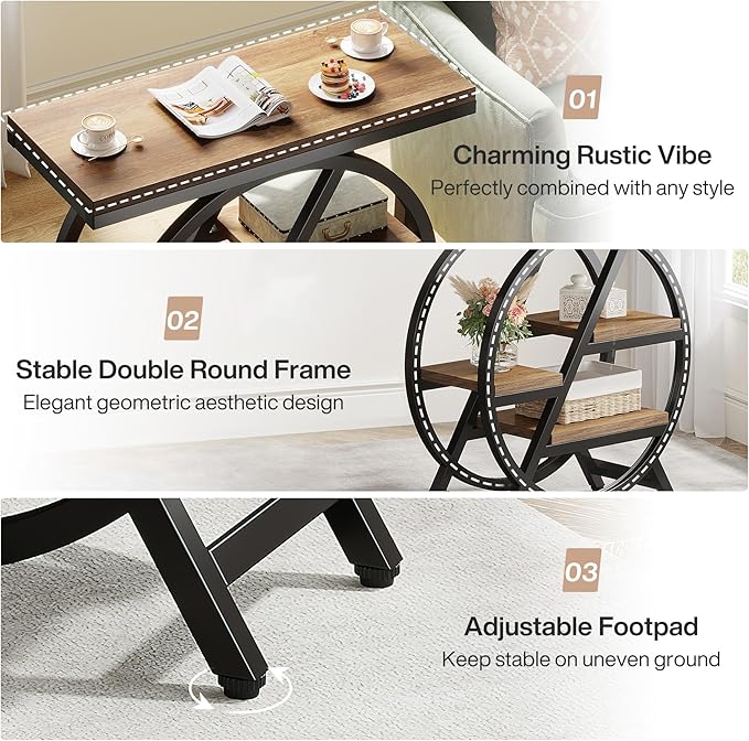 Tribesigns End Table Set of 2, 3-Tier Narrow Sofa Side Table - Image 7