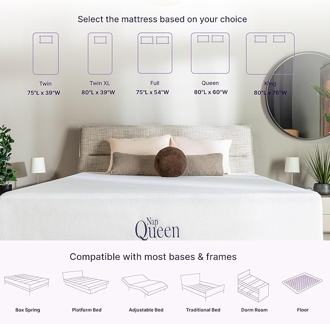 NapQueen 8 Inch Twin Size Mattress, Bamboo Charcoal Memory Foam Mattress - Image 4