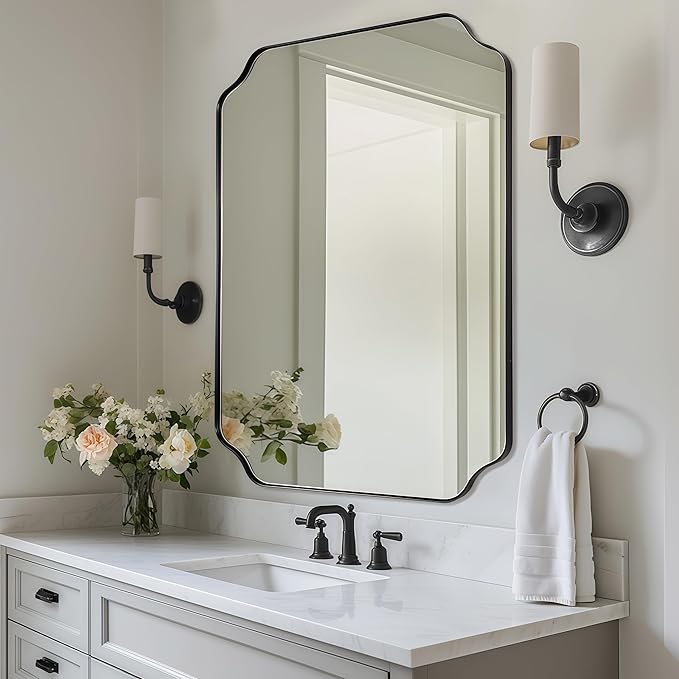 Scalloped Mirror, Matte Black Mirror - Image 8