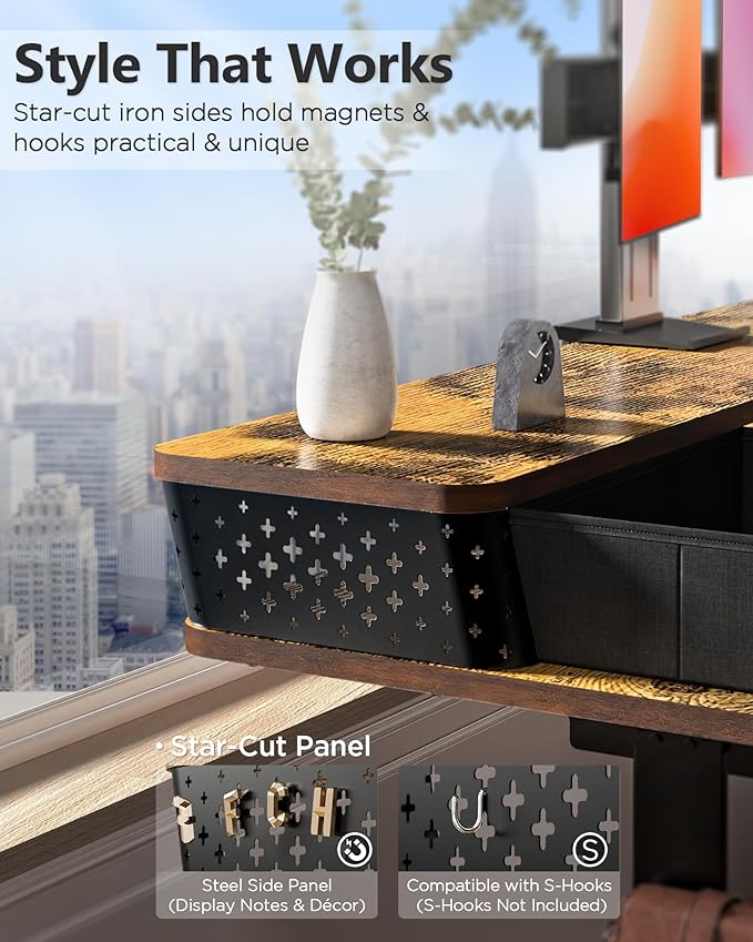 55x24 Inch Standing Desk with Double Drawers, C-Clamp Mount Compatible - Image 4