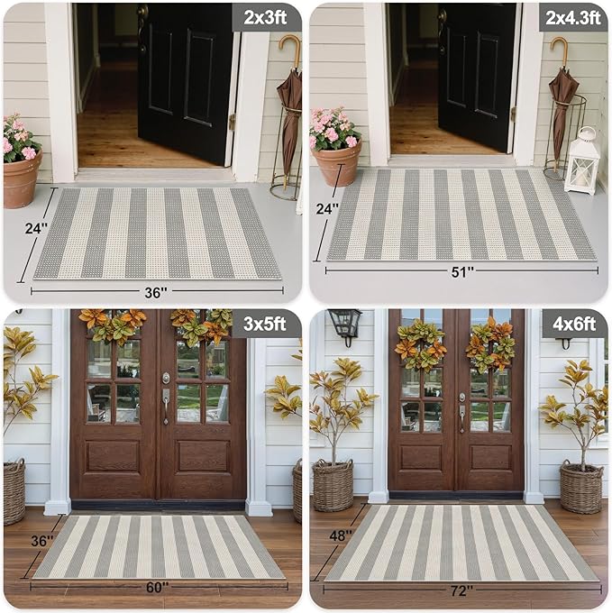 OJIA Front Door Rug 24"x51" Washable Checkered Rug Cotton Woven Small Outdoor - Image 3